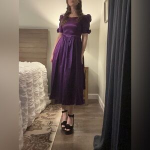 VTG 80’s Purple Midi Dress With Rosettes